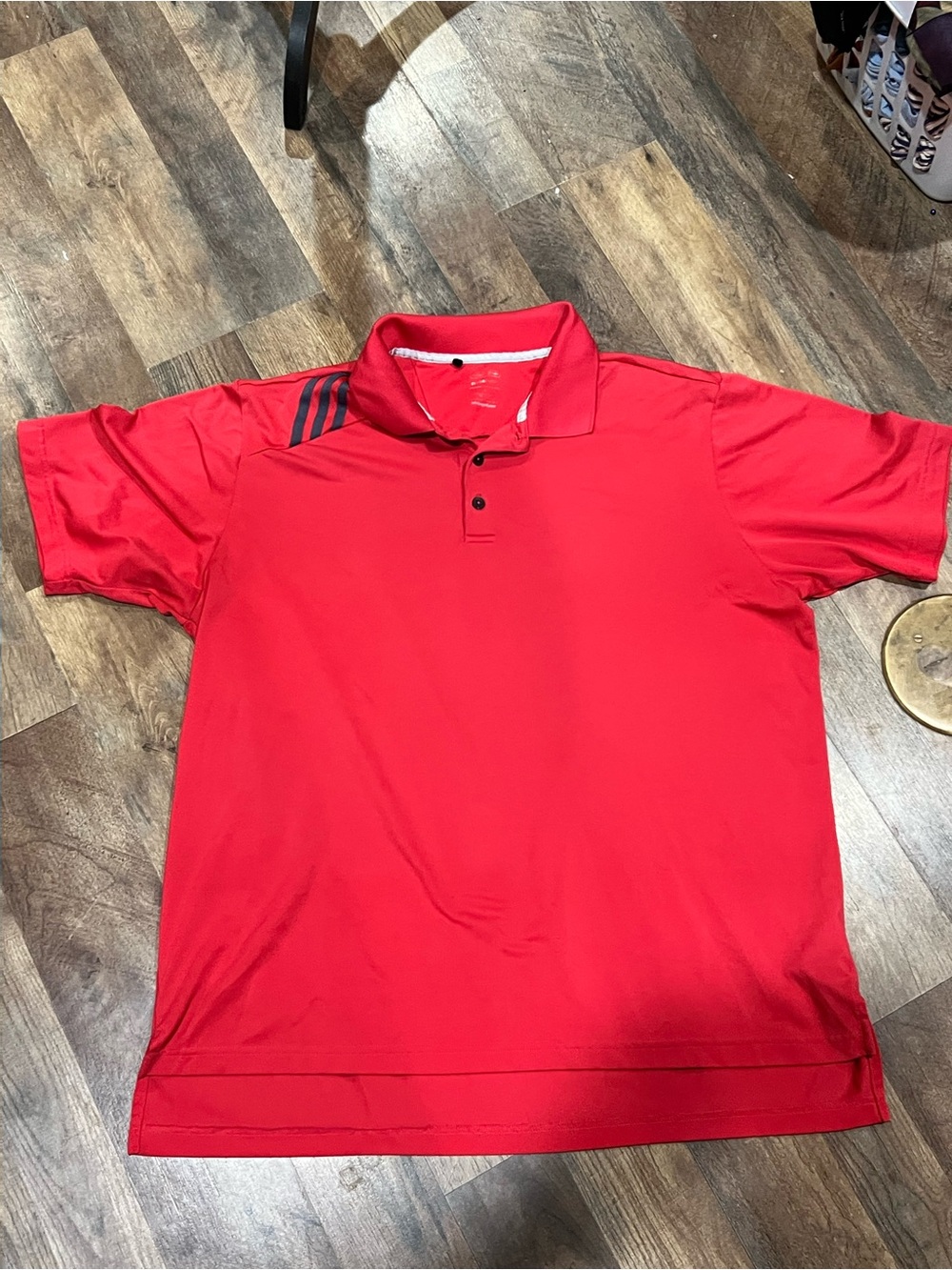 adidas pink Men's Polo with Subtle Shoulder Stripes